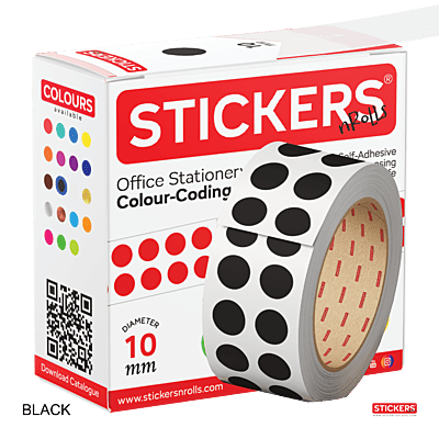 10mm - Round - Solid Colours - Colour Coding Stickers - Permanent Adhesive