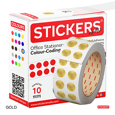 10mm - Round - Metallic - Colour Coding Stickers - Permanent Adhesive