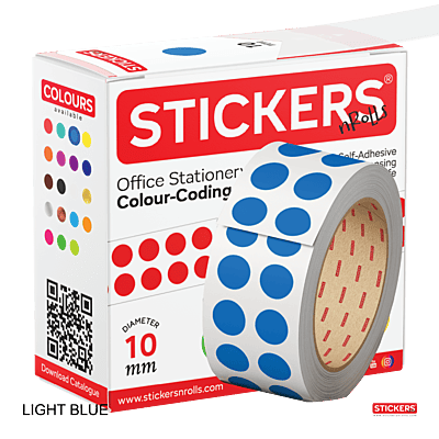 10mm - Round - Solid Colours - Colour Coding Stickers - Permanent Adhesive