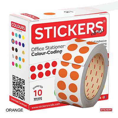 10mm - Round - Solid Colours - Colour Coding Stickers - Permanent Adhesive