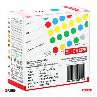 10mm - Round - Solid Colours - Colour Coding Stickers - Permanent Adhesive