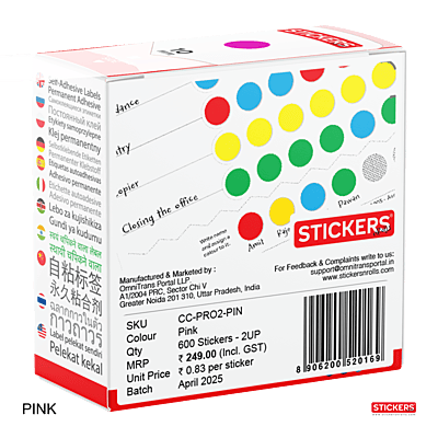 10mm - Round - Solid Colours - Colour Coding Stickers - Permanent Adhesive