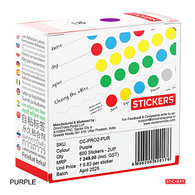 10mm - Round - Solid Colours - Colour Coding Stickers - Permanent Adhesive