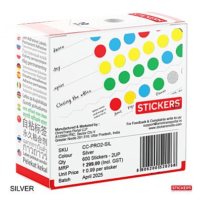 10mm - Round - Metallic - Colour Coding Stickers - Permanent Adhesive