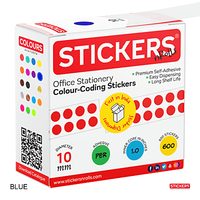 10mm - Round - Solid Colours - Colour Coding Stickers - Permanent Adhesive