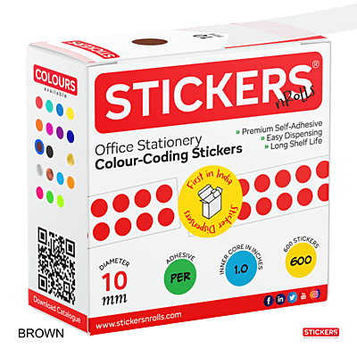 10mm - Round - Solid Colours - Colour Coding Stickers - Permanent Adhesive