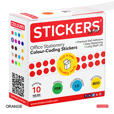 10mm - Round - Solid Colours - Colour Coding Stickers - Permanent Adhesive