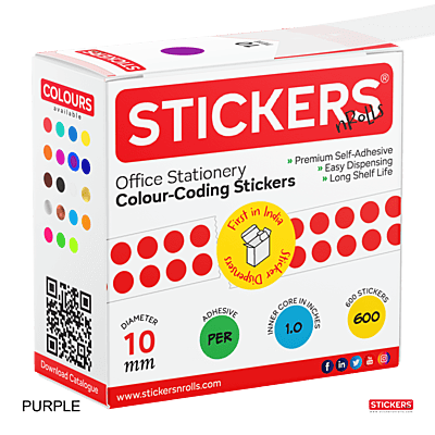 10mm - Round - Solid Colours - Colour Coding Stickers - Permanent Adhesive
