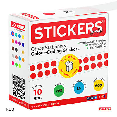 10mm - Round - Solid Colours - Colour Coding Stickers - Permanent Adhesive