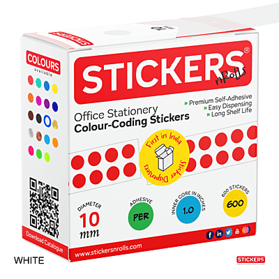 10mm - Round - Solid Colours - Colour Coding Stickers - Permanent Adhesive