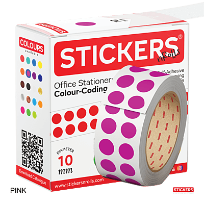 10mm - Round - Solid Colours - Colour Coding Stickers - Permanent Adhesive