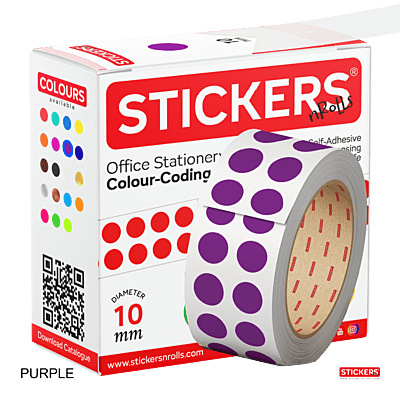 10mm - Round - Solid Colours - Colour Coding Stickers - Permanent Adhesive