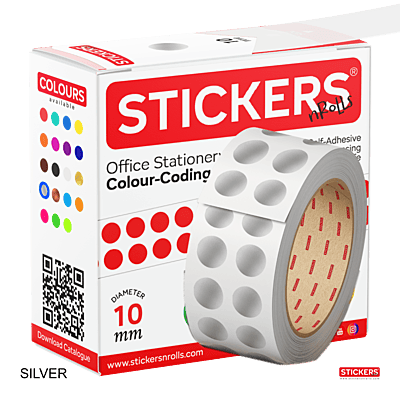 10mm - Round - Metallic - Colour Coding Stickers - Permanent Adhesive