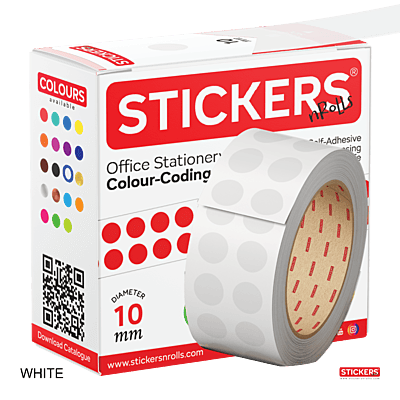 10mm - Round - Solid Colours - Colour Coding Stickers - Permanent Adhesive