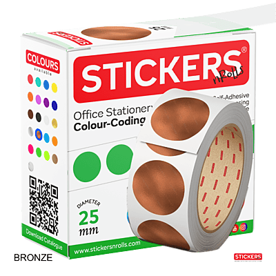 25mm - Round - Metallic Colours - Colour Coding Stickers - Permanent Adhesive