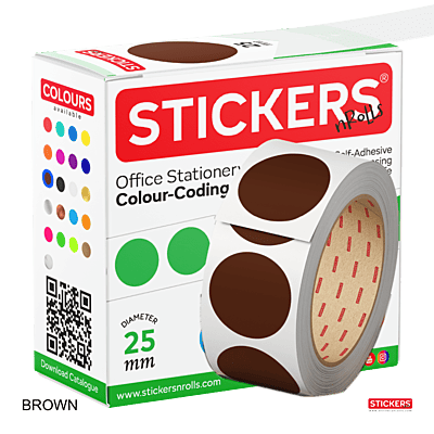 25mm - Round - Solid Colours - Colour Coding Stickers - Permanent Adhesive