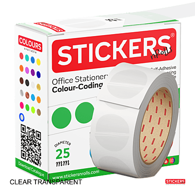 25mm - Round - Clear Transparent - Multipurpose Stickers - Permanent Adhesive