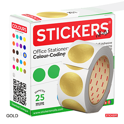 25mm - Round - Metallic Colours - Colour Coding Stickers - Permanent Adhesive