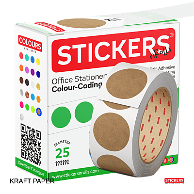 25mm - Round - Kraft Paper - Multipurpose Stickers - Permanent Adhesive
