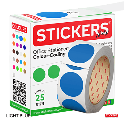 25mm - Round - Solid Colours - Colour Coding Stickers - Permanent Adhesive
