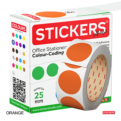 25mm - Round - Solid Colours - Colour Coding Stickers - Permanent Adhesive