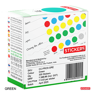 25mm - Round - Solid Colours - Colour Coding Stickers - Permanent Adhesive