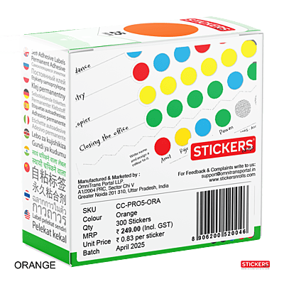 25mm - Round - Solid Colours - Colour Coding Stickers - Permanent Adhesive