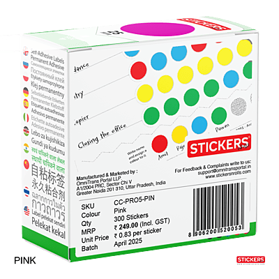 25mm - Round - Solid Colours - Colour Coding Stickers - Permanent Adhesive