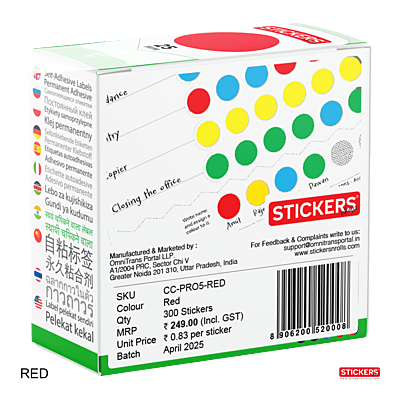 25mm - Round - Solid Colours - Colour Coding Stickers - Permanent Adhesive