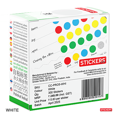 25mm - Round - Solid Colours - Colour Coding Stickers - Permanent Adhesive