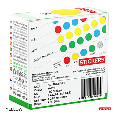 25mm - Round - Solid Colours - Colour Coding Stickers - Permanent Adhesive