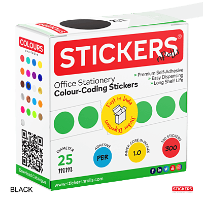 25mm - Round - Solid Colours - Colour Coding Stickers - Permanent Adhesive