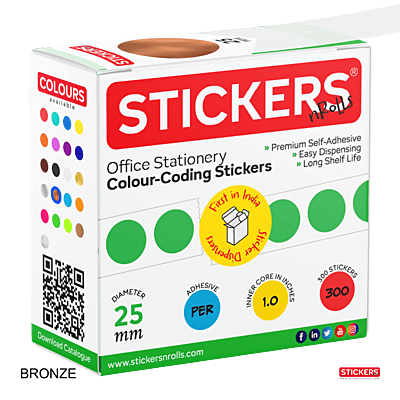 25mm - Round - Metallic Colours - Colour Coding Stickers - Permanent Adhesive