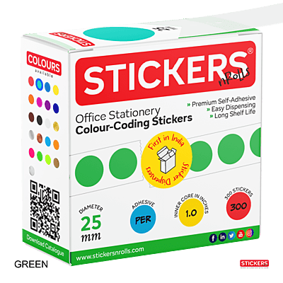 25mm - Round - Solid Colours - Colour Coding Stickers - Permanent Adhesive
