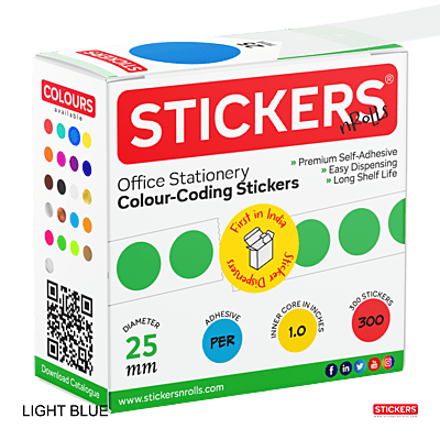 25mm - Round - Solid Colours - Colour Coding Stickers - Permanent Adhesive