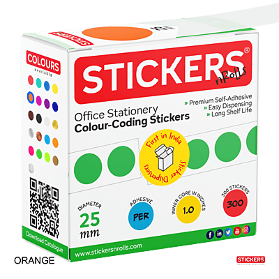 25mm - Round - Solid Colours - Colour Coding Stickers - Permanent Adhesive