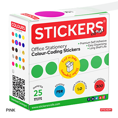 25mm - Round - Solid Colours - Colour Coding Stickers - Permanent Adhesive