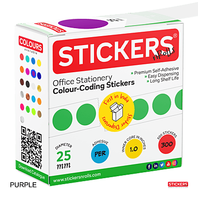 25mm - Round - Solid Colours - Colour Coding Stickers - Permanent Adhesive