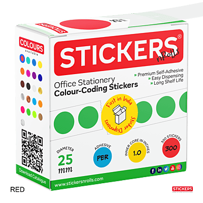 25mm - Round - Solid Colours - Colour Coding Stickers - Permanent Adhesive