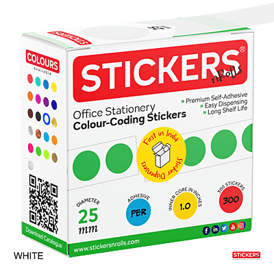 25mm - Round - Solid Colours - Colour Coding Stickers - Permanent Adhesive