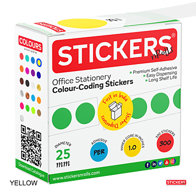 25mm - Round - Solid Colours - Colour Coding Stickers - Permanent Adhesive