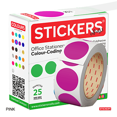 25mm - Round - Solid Colours - Colour Coding Stickers - Permanent Adhesive