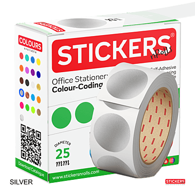 25mm - Round - Metallic Colours - Colour Coding Stickers - Permanent Adhesive