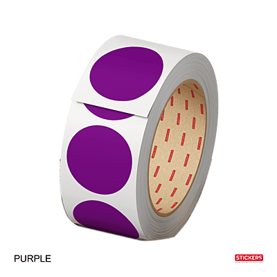 25mm - Round - Solid Colours - Colour Coding Stickers - Permanent Adhesive