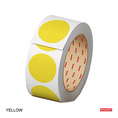 25mm - Round - Solid Colours - Colour Coding Stickers - Permanent Adhesive