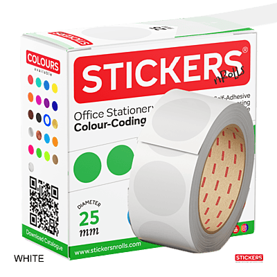 25mm - Round - Solid Colours - Colour Coding Stickers - Permanent Adhesive