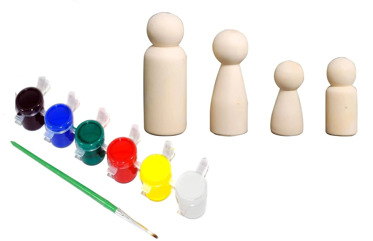 Channapatna Unfinished Wood Peg Doll Family Set