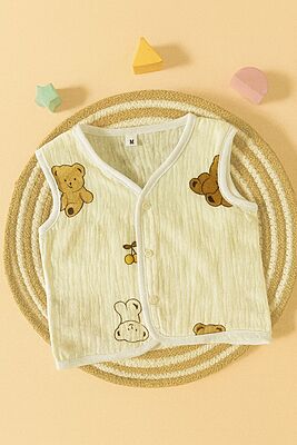 Premium Crinkled Muslin Cotton Jhabla (3–6 Months) – Without Sleeves Premium Crinkled Muslin Cotton Jhabla (3–6 Months) – Without Sleeves