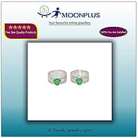 Silver Toe Ring, Metti with Green Enamel