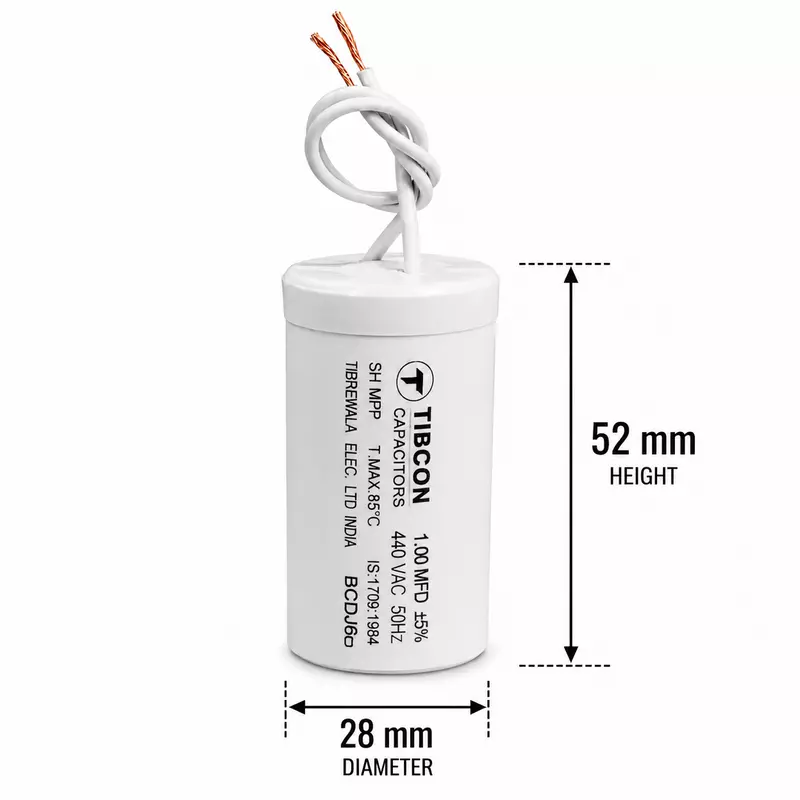 Tibcon 1 MFD Motor Capacitor | 440V | PP | Dry